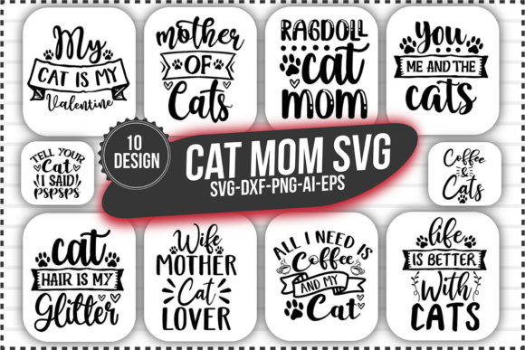 Cat Mom Svg Bundle: Graphics for Crafts